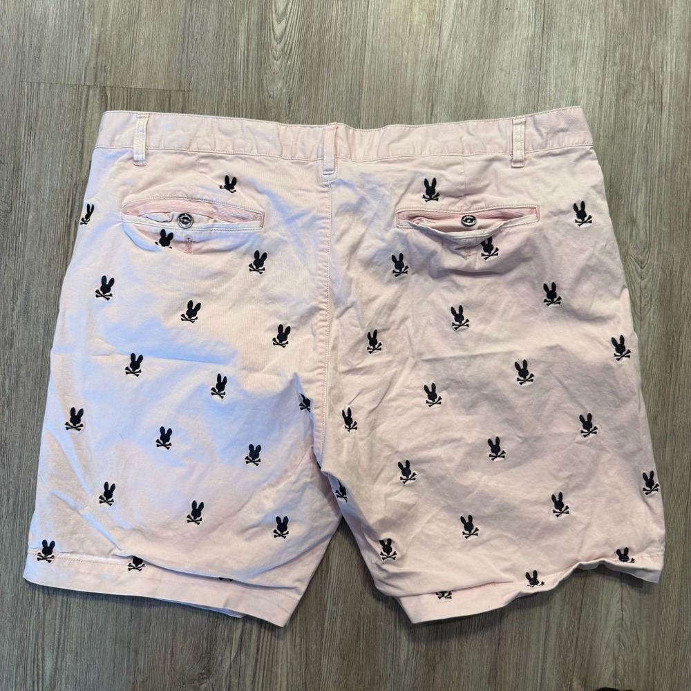 Psycho Bunny Mens 40 Skull Pattern Pink Chino Shorts - Picture 5 of 9